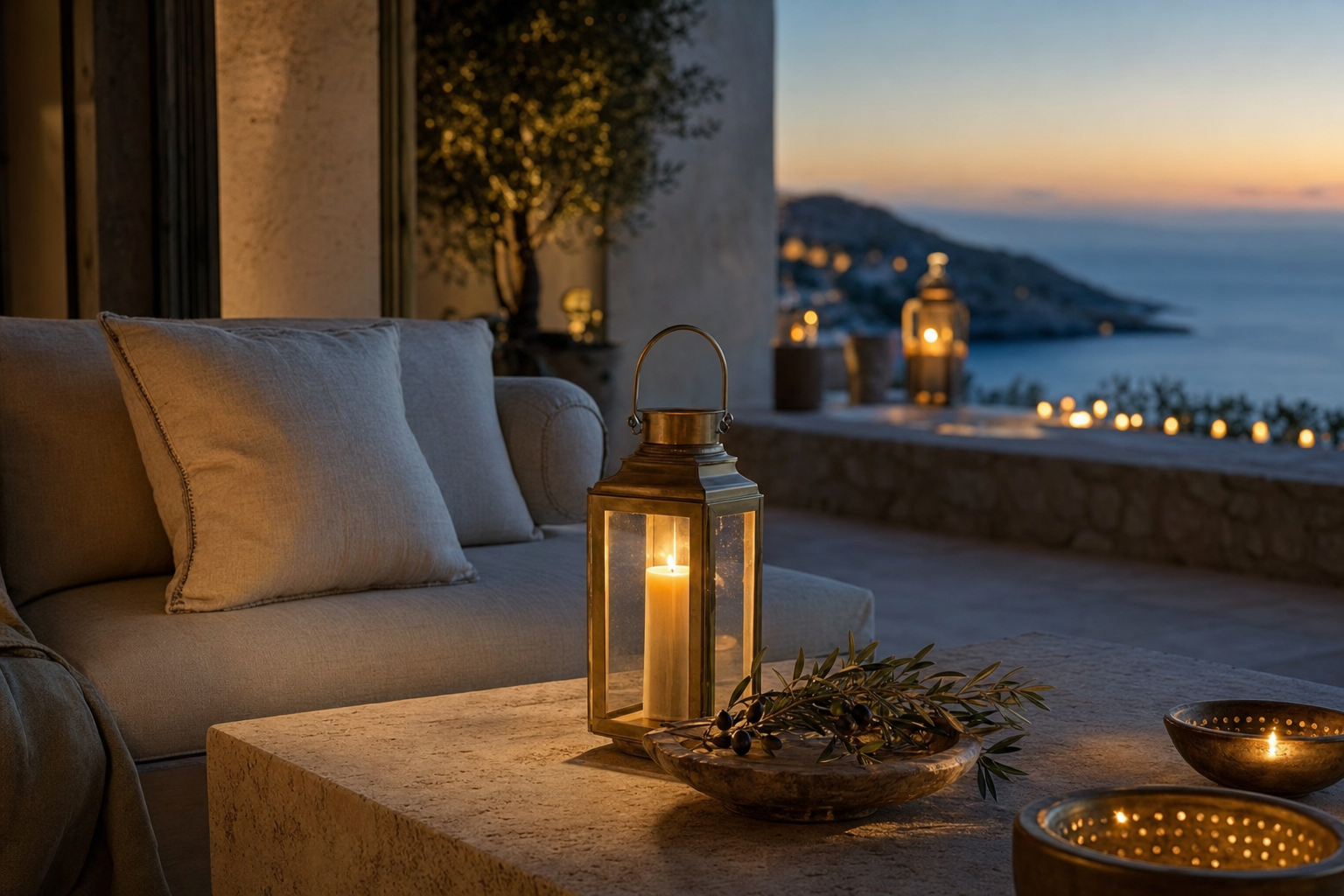 Terrace detail at dusk